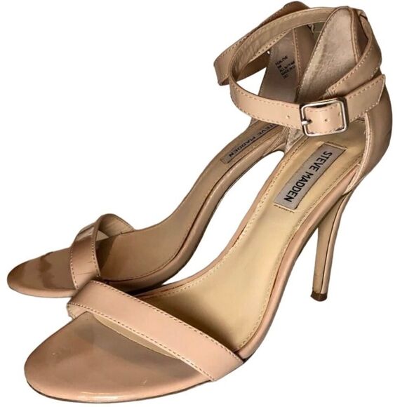 Steve Madden Realove Ankle Strap High Heel Sandals in Tan Patent Women’s 9M - Picture 3 of 8